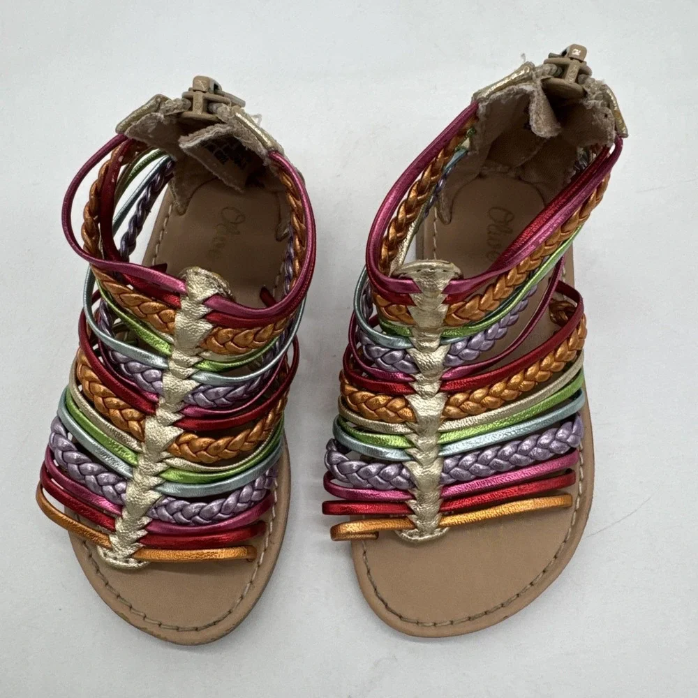 Olive & Edie Multi  Color Sandal Metallic 6M Zip Back Ankle